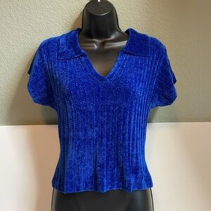 90’s, / Y2K 5-7-9 brand Royal Blue Chenille top.